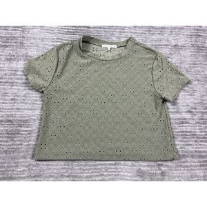 Antistar Top Womens Small Green Cropped Polyester Blend Embroidered‎